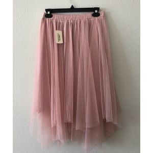 Forever 21 Blush Tulle Midi Skirt